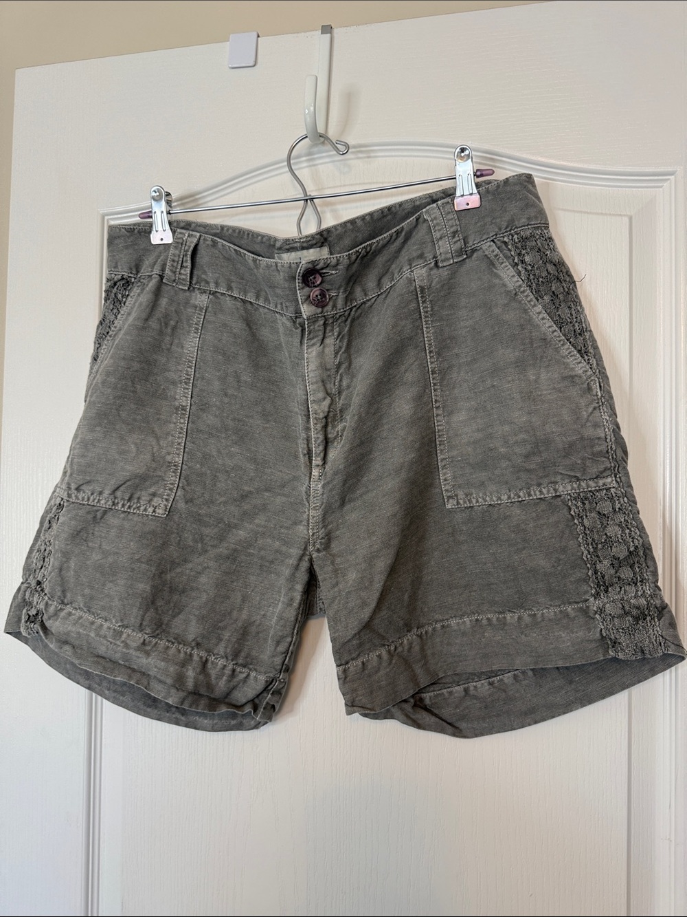 Sundance Linen / Cotton Blend Utility Shorts Gray Size 16 - Picture 3 of 13